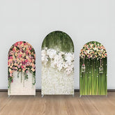 Weiß Blumen Wand Farben Grün Bogen Hintergrund Bausatz